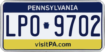 PA license plate LPO9702