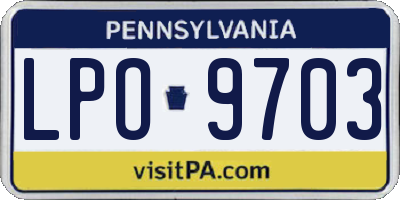 PA license plate LPO9703