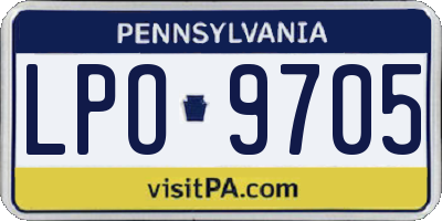 PA license plate LPO9705