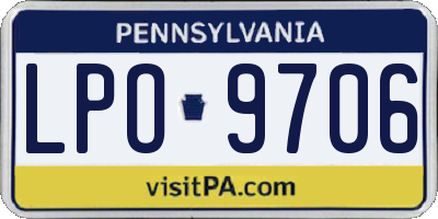 PA license plate LPO9706