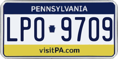 PA license plate LPO9709
