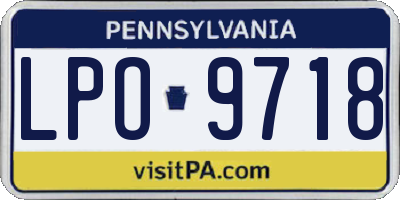 PA license plate LPO9718