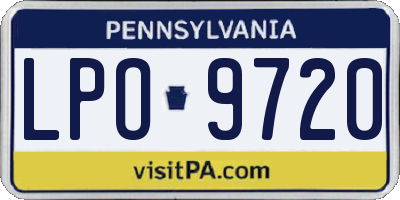 PA license plate LPO9720