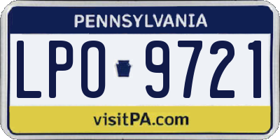 PA license plate LPO9721
