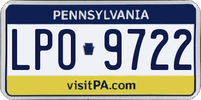 PA license plate LPO9722