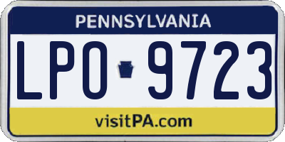PA license plate LPO9723