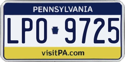 PA license plate LPO9725