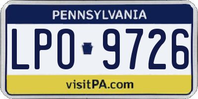 PA license plate LPO9726