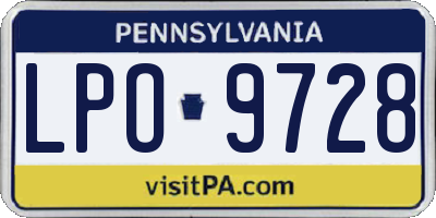 PA license plate LPO9728