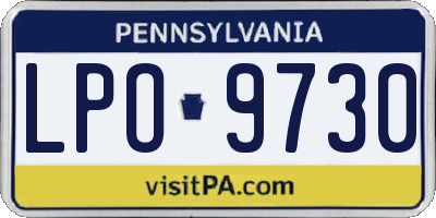 PA license plate LPO9730
