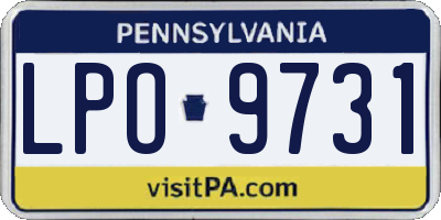 PA license plate LPO9731