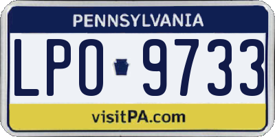PA license plate LPO9733