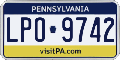 PA license plate LPO9742