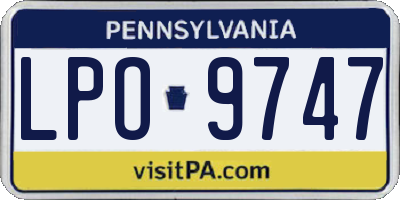 PA license plate LPO9747