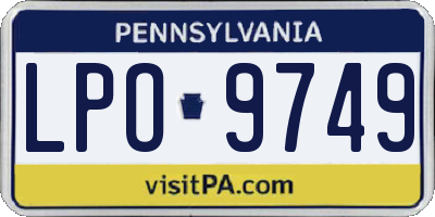 PA license plate LPO9749
