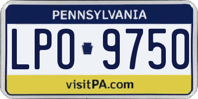 PA license plate LPO9750