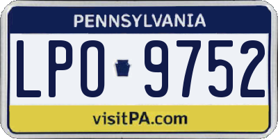 PA license plate LPO9752