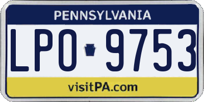 PA license plate LPO9753