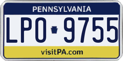 PA license plate LPO9755