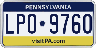 PA license plate LPO9760