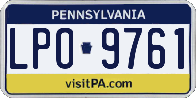 PA license plate LPO9761