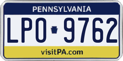 PA license plate LPO9762