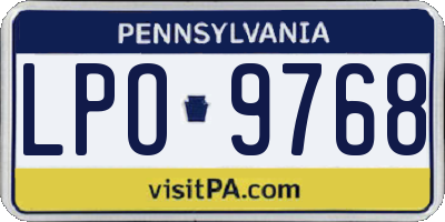 PA license plate LPO9768