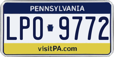 PA license plate LPO9772