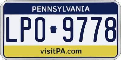 PA license plate LPO9778
