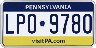 PA license plate LPO9780