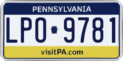 PA license plate LPO9781