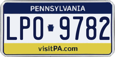 PA license plate LPO9782