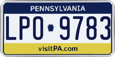 PA license plate LPO9783