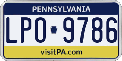 PA license plate LPO9786