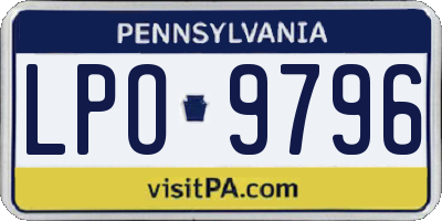PA license plate LPO9796