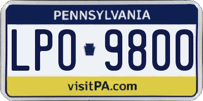 PA license plate LPO9800