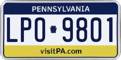 PA license plate LPO9801