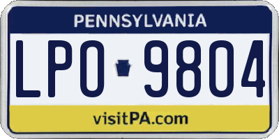 PA license plate LPO9804