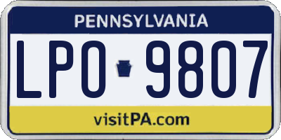 PA license plate LPO9807