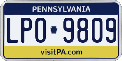 PA license plate LPO9809