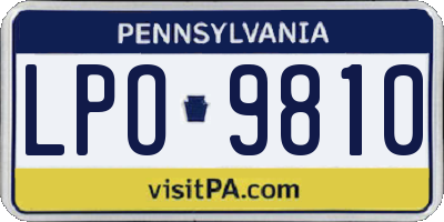 PA license plate LPO9810