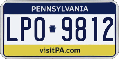 PA license plate LPO9812