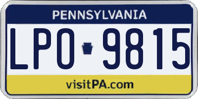 PA license plate LPO9815