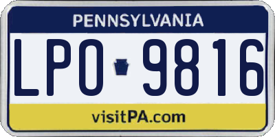 PA license plate LPO9816