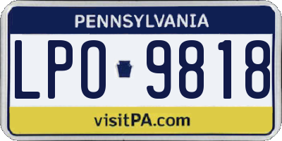 PA license plate LPO9818