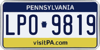 PA license plate LPO9819