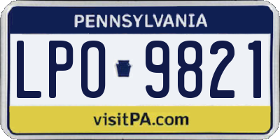 PA license plate LPO9821