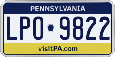 PA license plate LPO9822