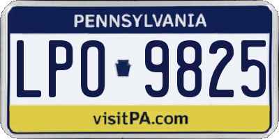 PA license plate LPO9825
