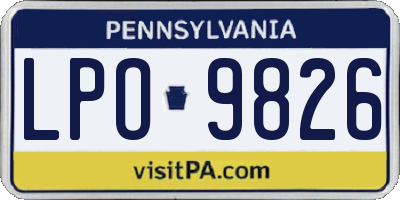 PA license plate LPO9826